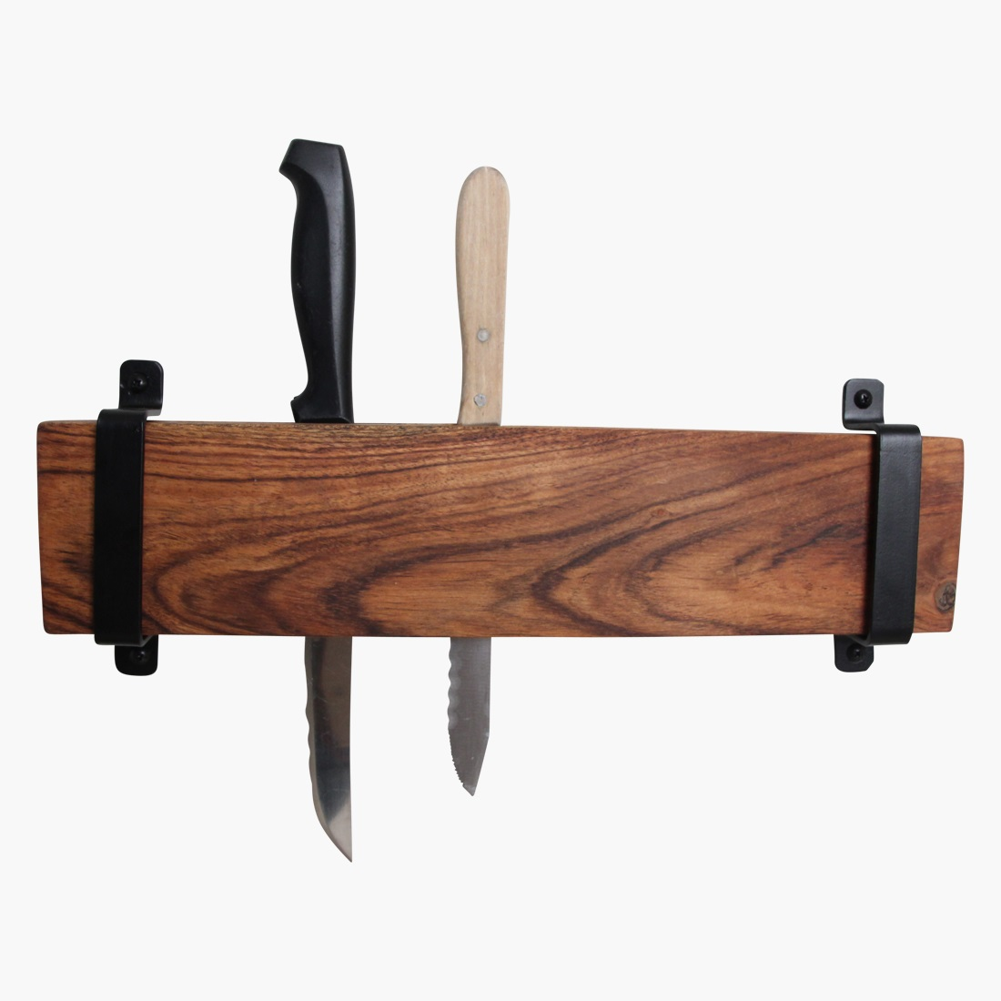 messenhouder acacia hout incl. 2 metalen beugels