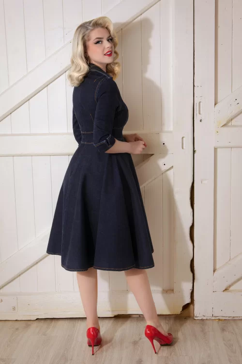 Rock-a-Booty Lorrinda Lee swing jurk in donker denim