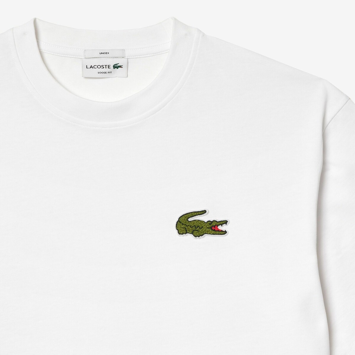 LACOSTE<br>Camiseta folgada em algodão grosso com logotipo bordado