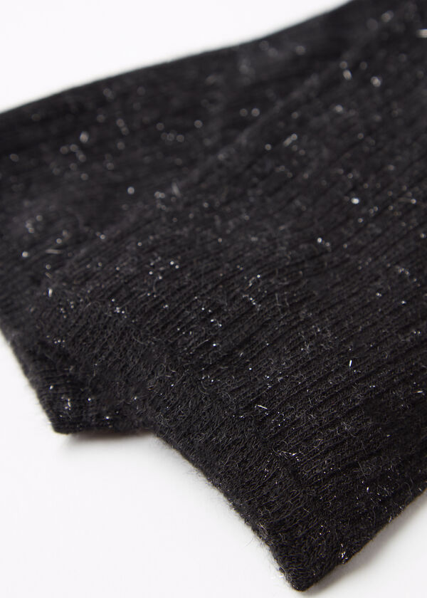 Meias curtas de cashmere com glitter