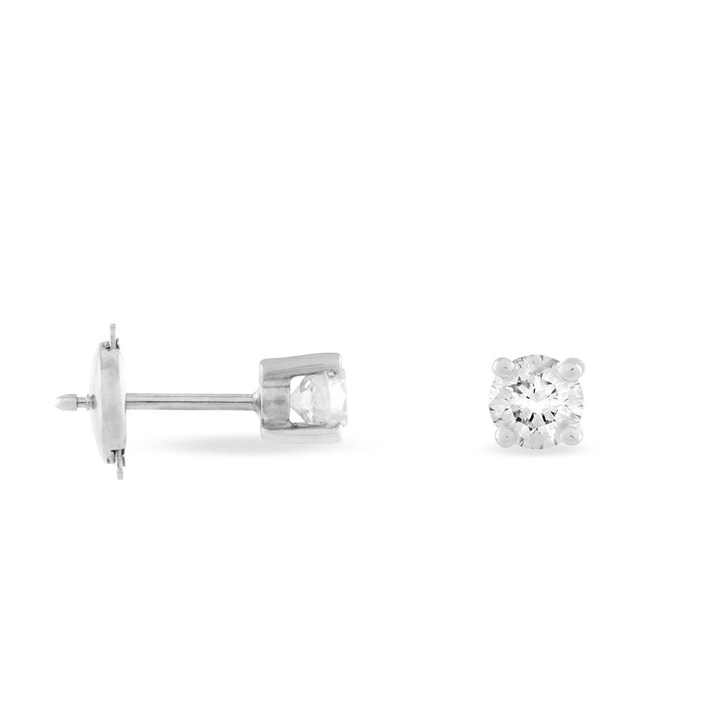 Boucles D'oreilles Puces Victoria Or Blanc Diamant