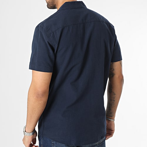 Chemise Manches Courtes Regular New-Linen Bleu Marine