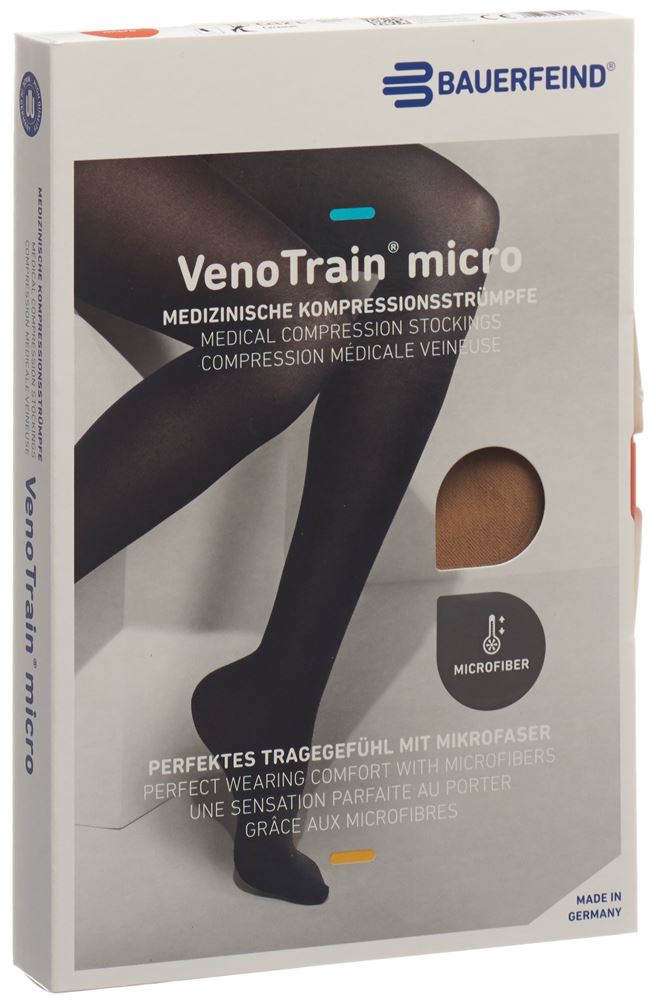 Bauerfeind VenoTrain Micro KKL2 AD S normal/short offene Fussspitze caramel 1 Paar