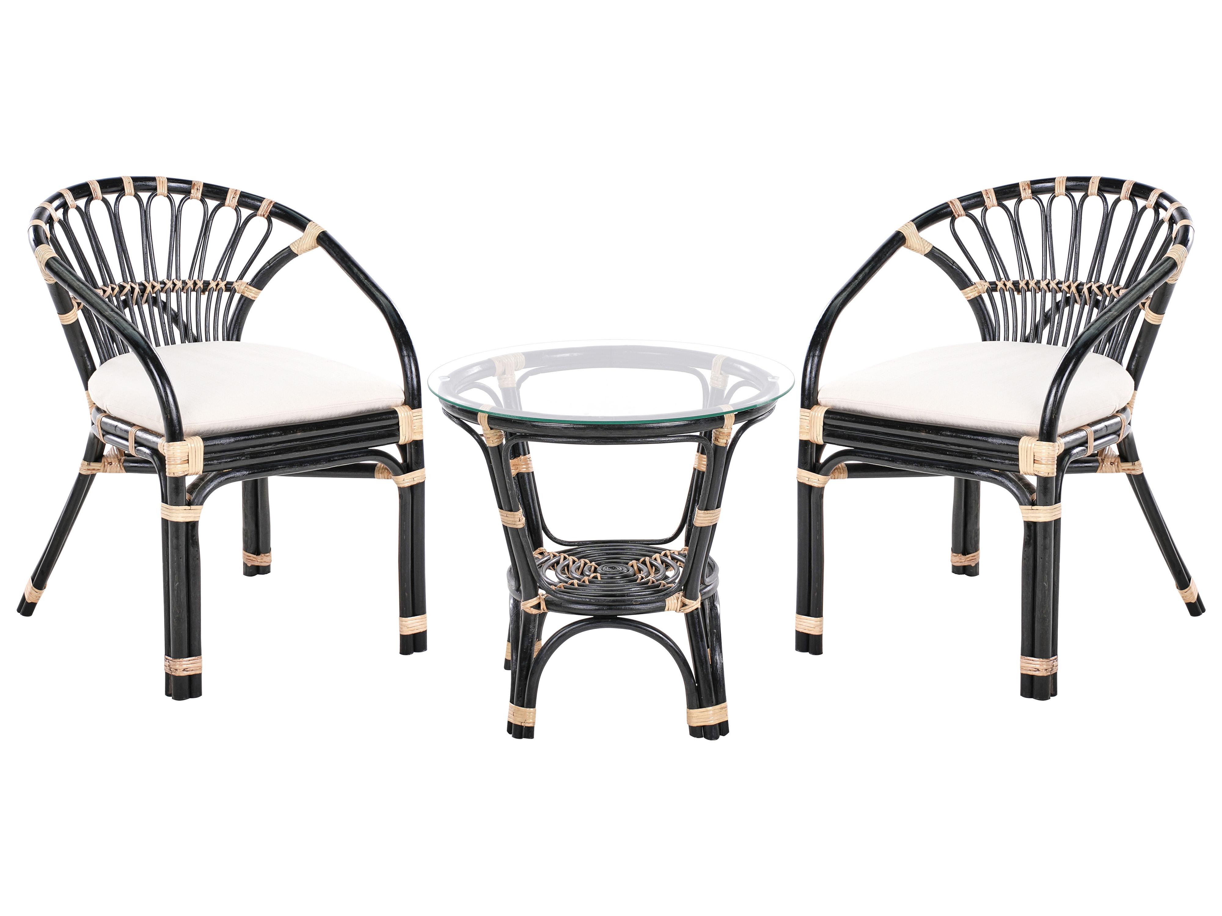 Bistroset met kussens PECORINI Rotan Zwart