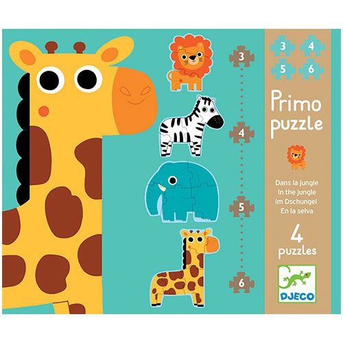 Djeco puzzel jungle dieren (3,4,5,6 st) DJ07135