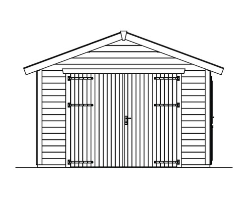 SKAN enkele garage, hout, Varberg 1, 410 x 585 cm, leisteen afwerking