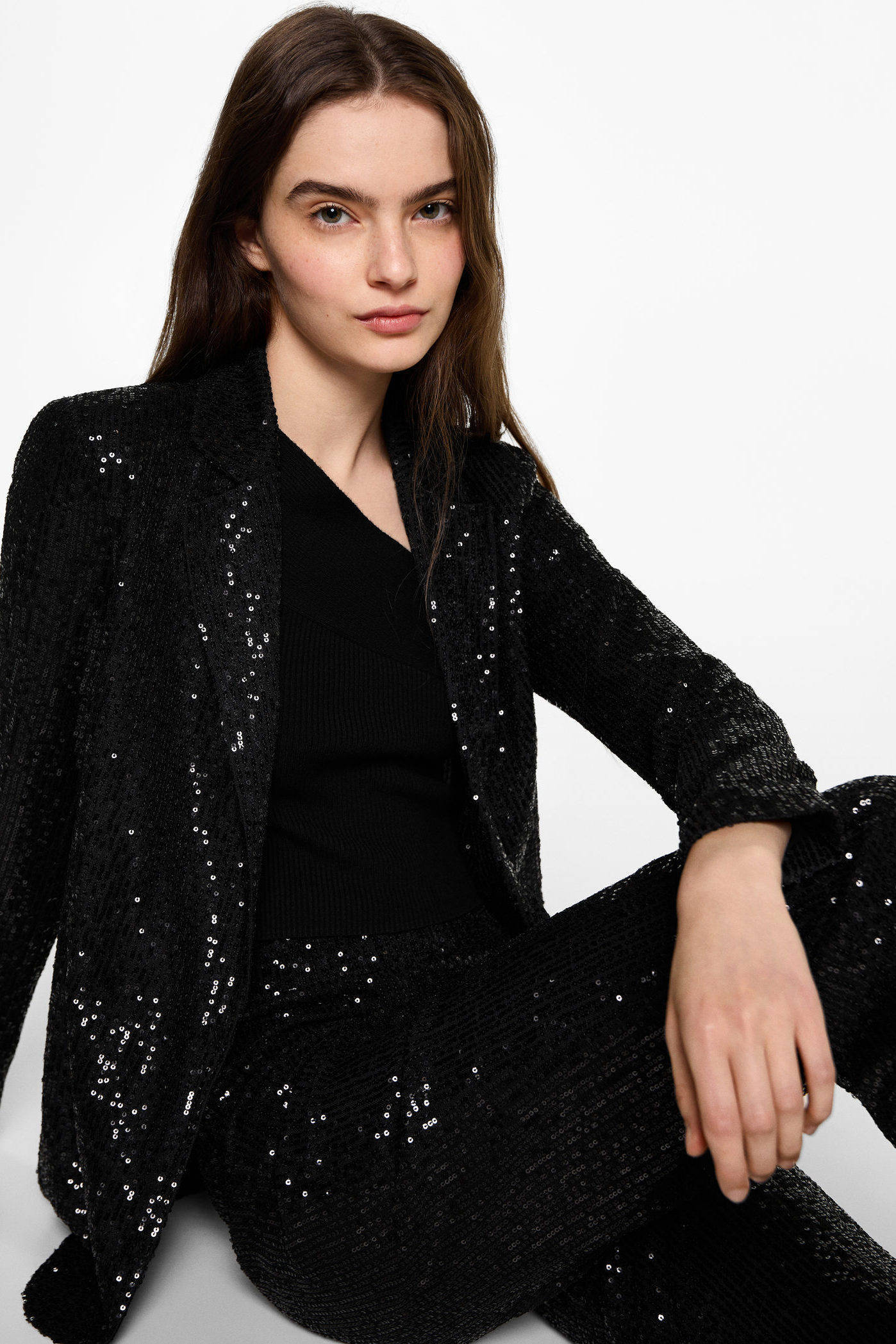 MANGO TEEN regular blazer blazer zwart pailletten