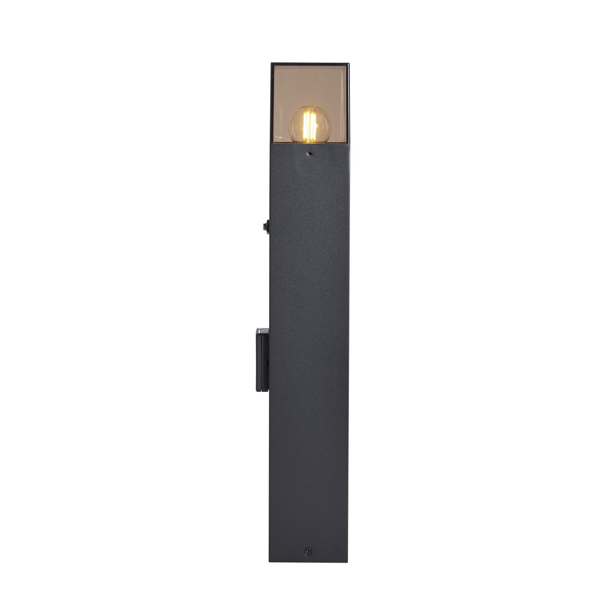 Modern buiten paaltje zwart met smoke glas 50cm met schemersensor IP44 - Denmark