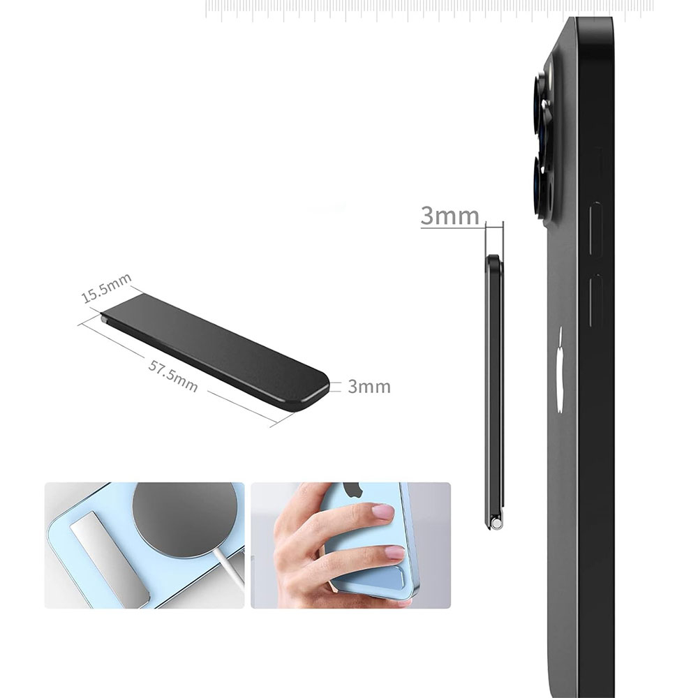 Ultra dünne faltbare magnetische Aluminium Handy / Smartphone Halterung Tisch Ständer - Silber