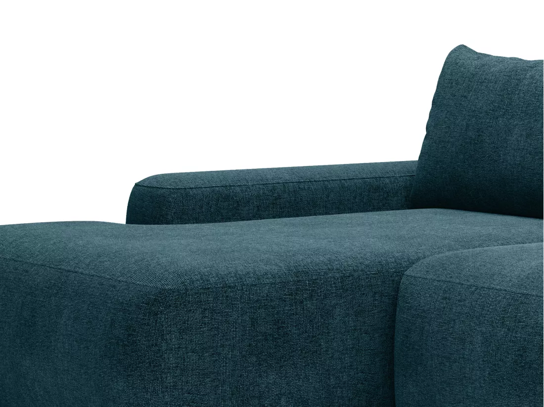 Canapé d'angle gauche convertible en tissu texturé bleu DAVISO