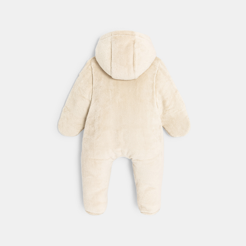 Combipilote en velours doublée jersey beige naissance