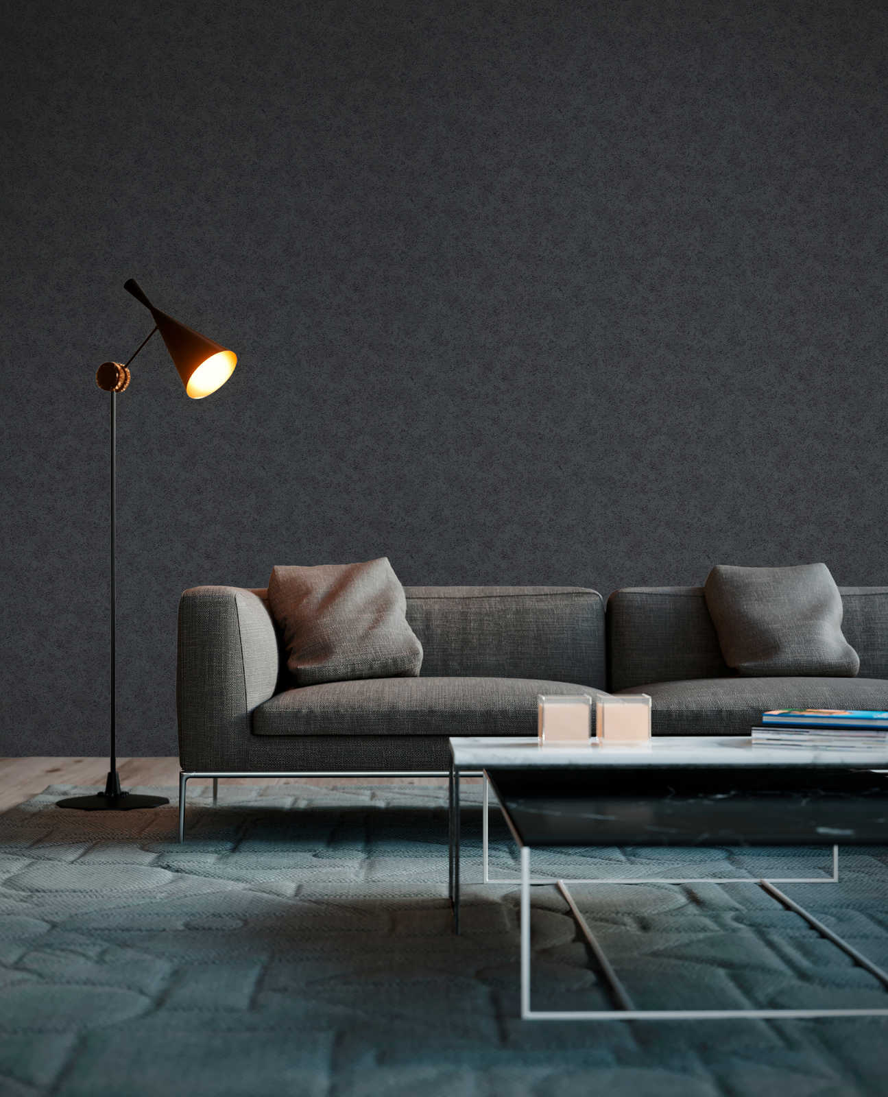 Vliestapete GREYVOLUTION - Betonoptik - schwarz - 10 Meter