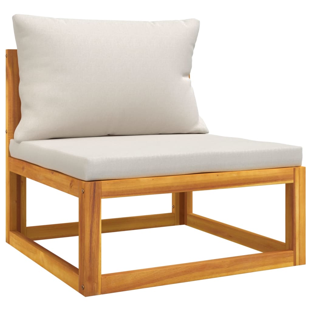 Salon de jardin meuble d'extérieur ensemble de mobilier 9 pièces avec coussins gris clair bois massif