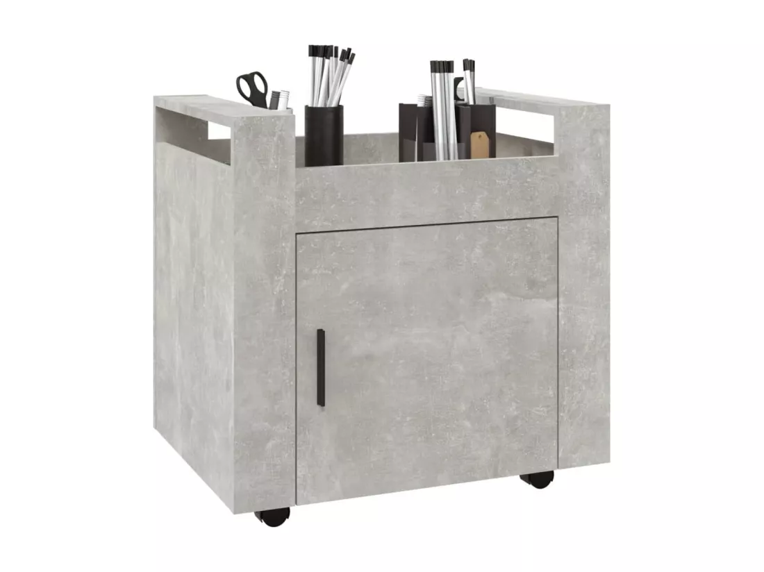 Chariot de bureau Gris béton 60x45x60 cm Bois d'ingénierie