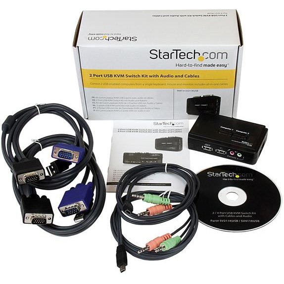 StarTech.com Kit commutateur KVM USB VGA à 2 ports avec audio et câbles - Switch KVM - Noir