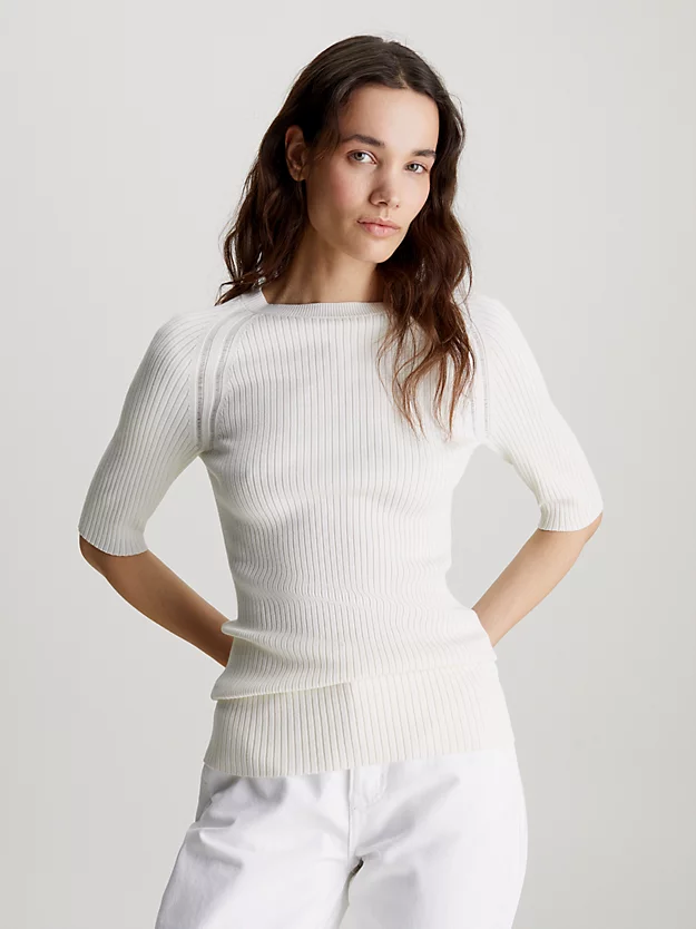 Suéter de viscose canelado de corte justo