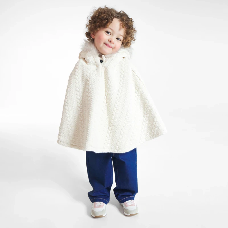 Manteau-pull à capuche fourré beige bébé fille Beige