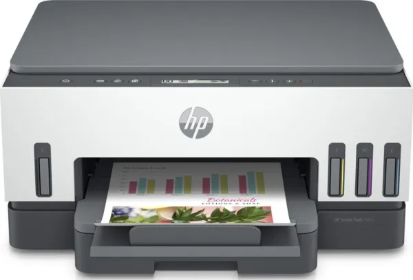 HP Smart Tank 7005 All-in-One - Multifunktionsprinter - farve - blækprinter - kan genopfyldes - Letter A (216 x 279 mm)/A4 (210 x 297 mm) (original) - A4/Legal (medie) - op til 15 spm (udskriver) - 250 ark - USB 2.0, Wi-Fi(ac), Bluetooth