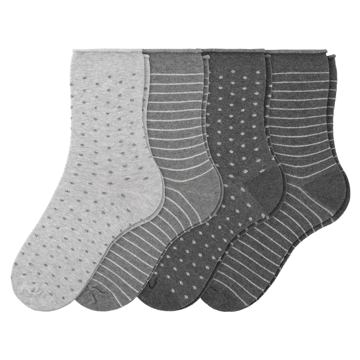 Gina Benotti 4 Paar Damen Socken mit Effektgarn grau / dunkelgrau