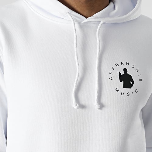 Sweat Capuche Vertical Back Blanc Noir