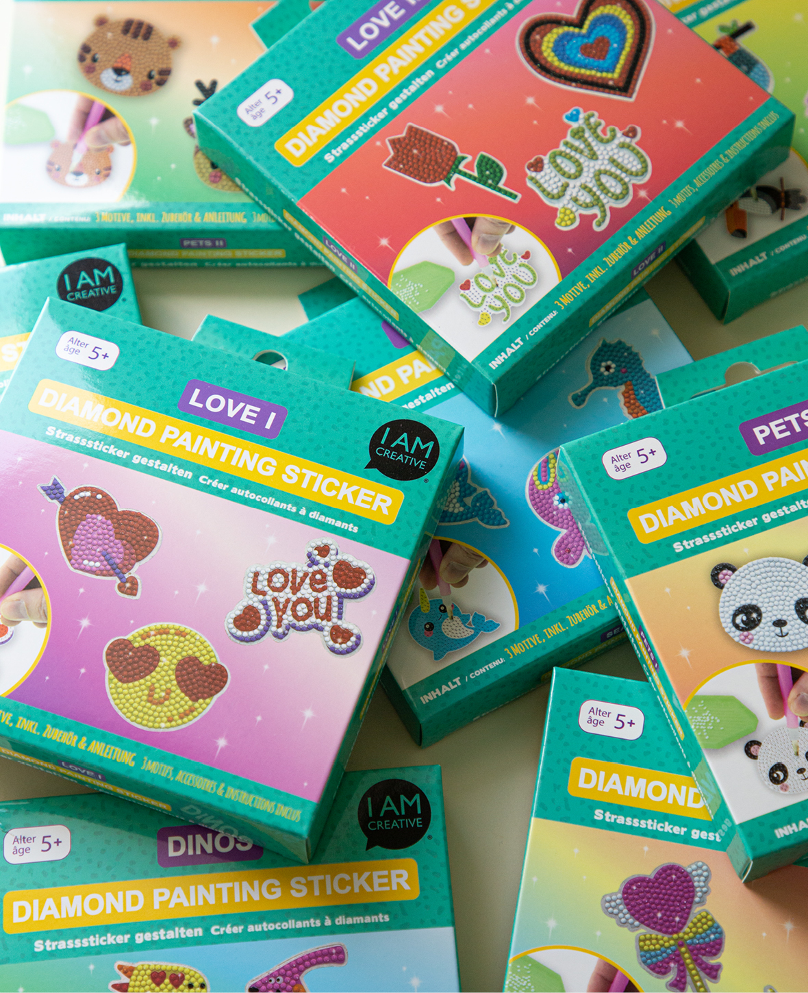 Diamond Painting Sticker DIY Tiere 3 Motive - Jungle
