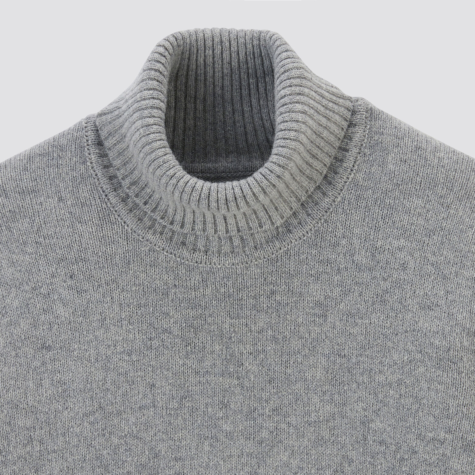 Pull col roulé en laine Gris moyen
