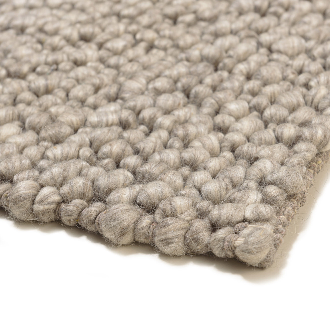 Macabane Tapis en Laine bouclée Quentin taupe - 290x200 cm