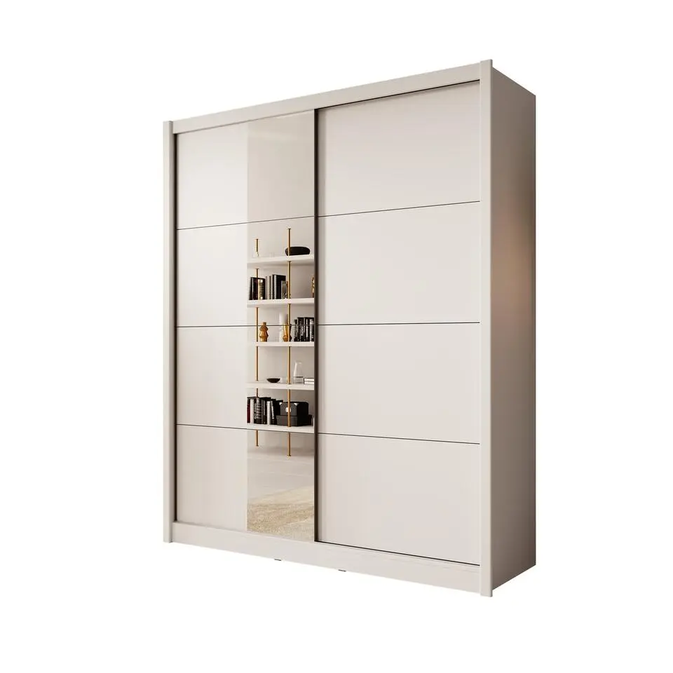 Meubella - Kledingkast Azul - Wit - 180 cm - Met spiegel