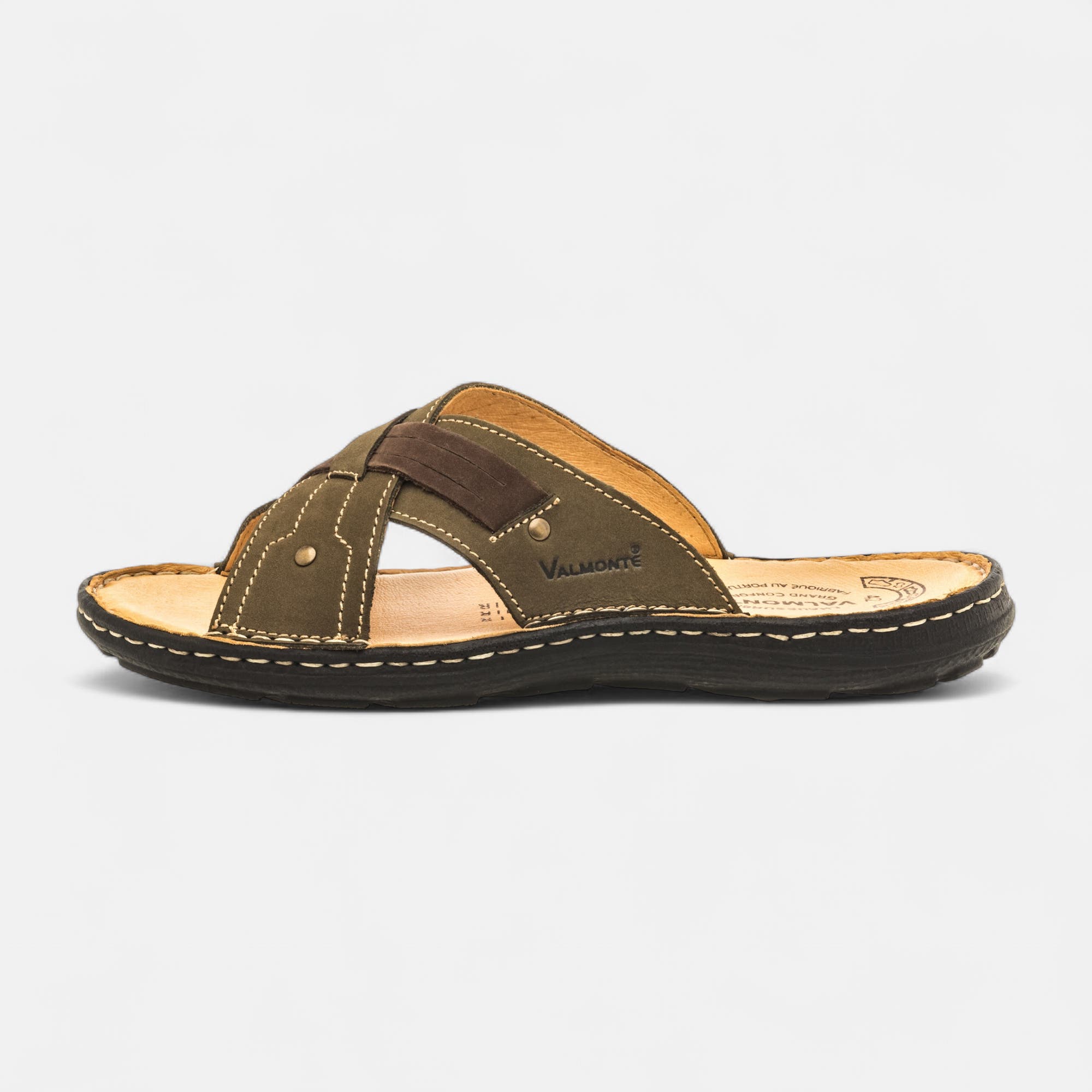Mules Homme en cuir kaki