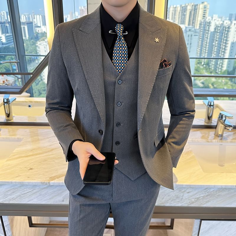 Blueforce - Set: effen blazer met knoopjes + pantalon