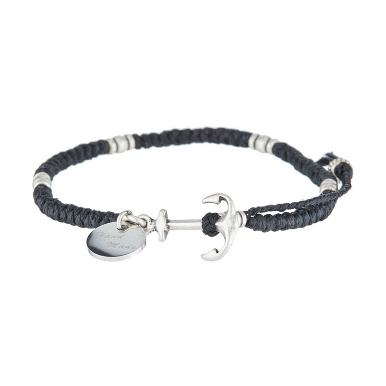 Jacobson Bracelet Black Wax en Acier & Cordon noir