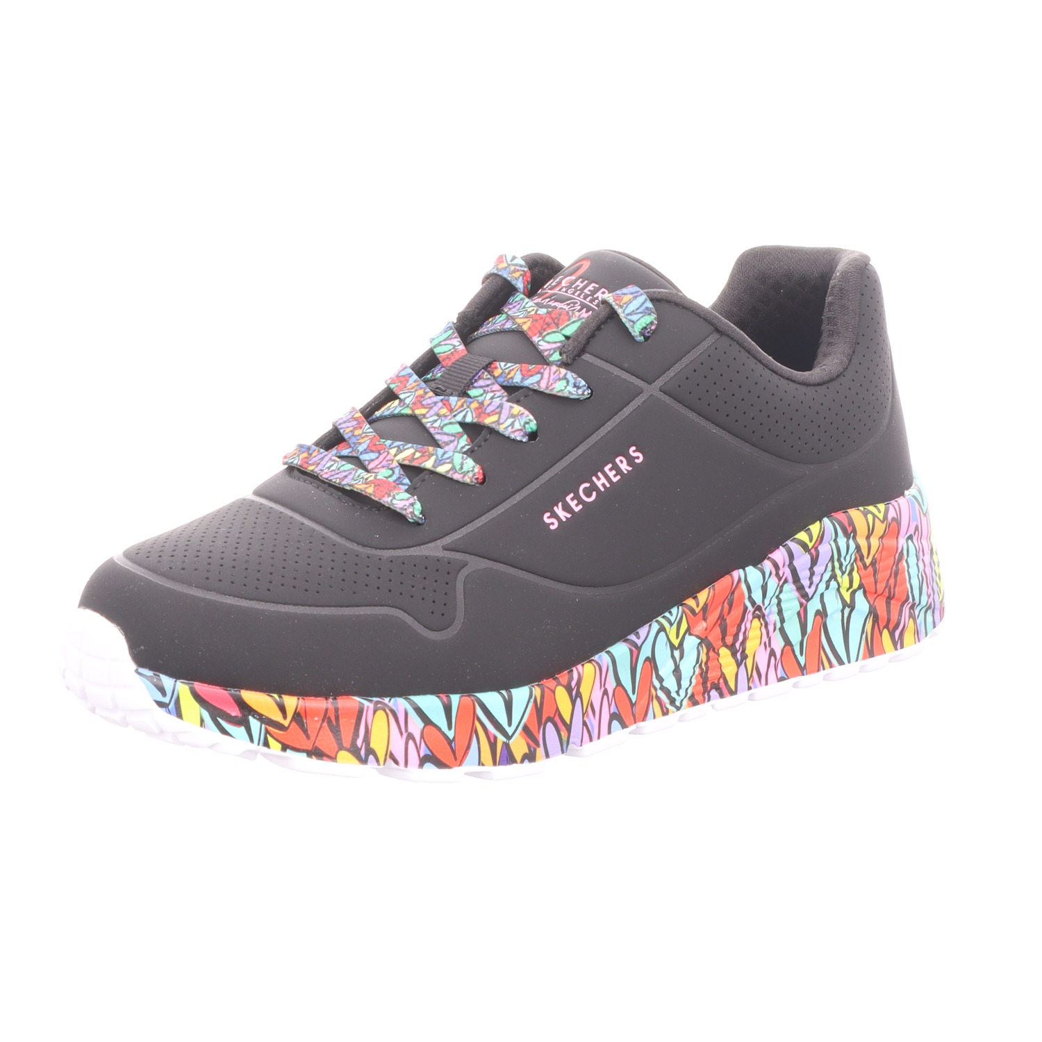 Skechers Kinder-Mädchen-Sneaker JGOLDCROWN UNO LITE - SUBTLE Schwarz-Mehrfarbig