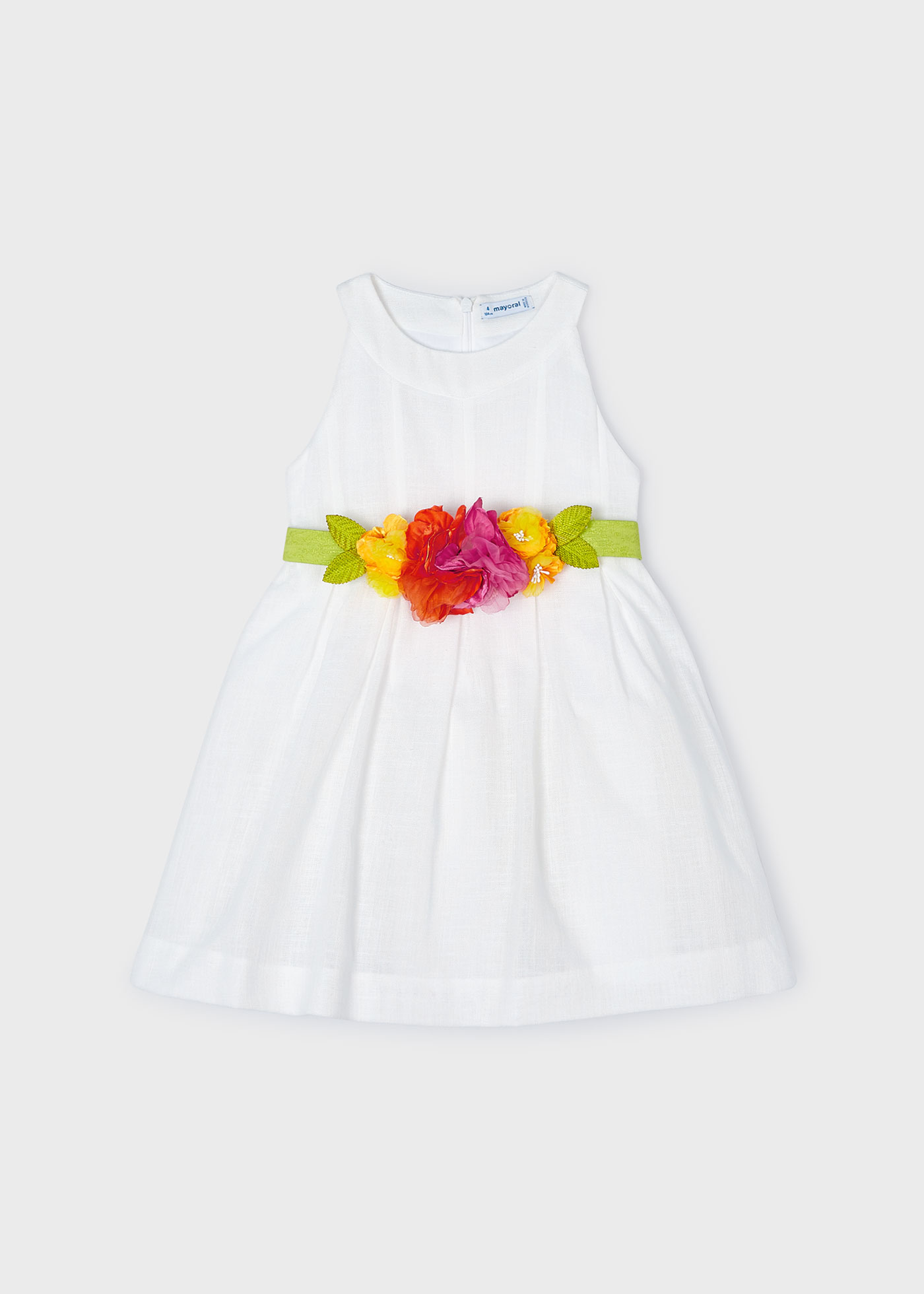 Vestido camélia com cinto floral para meninas