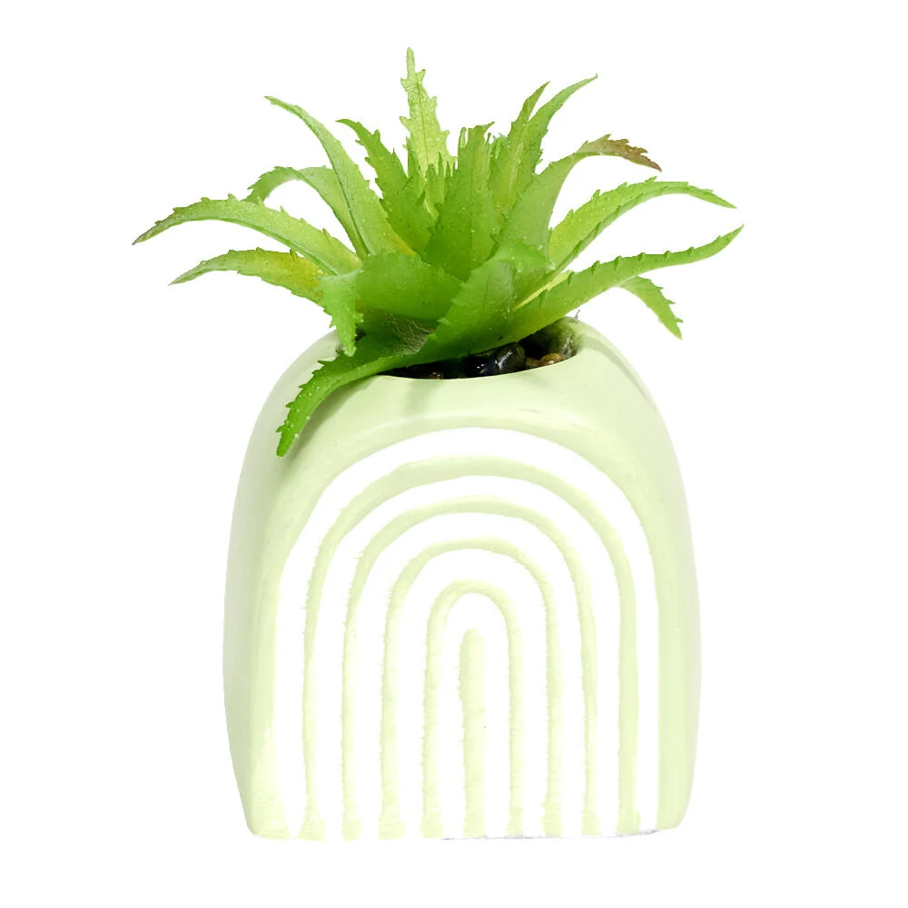 Plante grasse artificielle H9cm pot ciment (3 modèles)