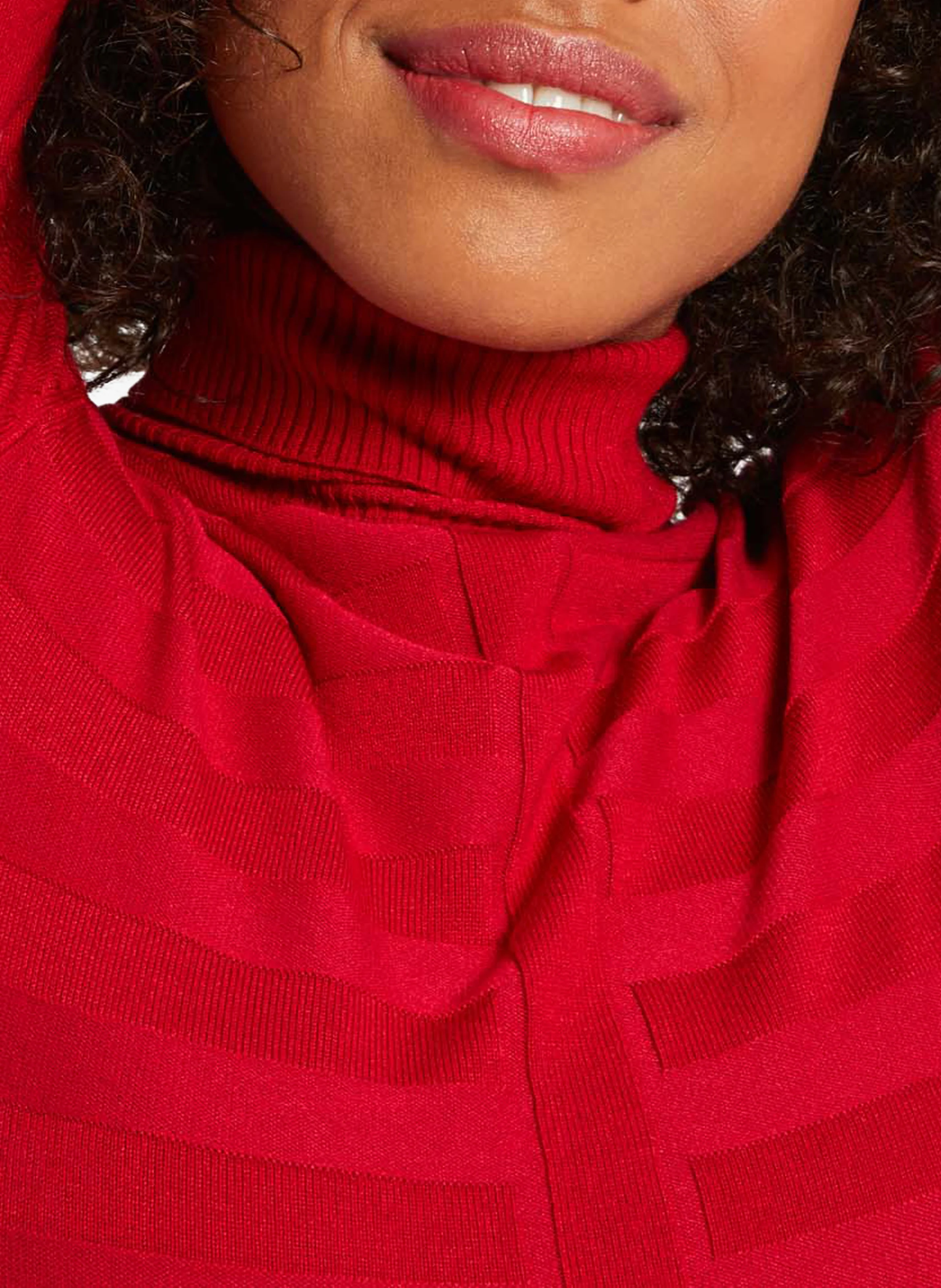 Robe courte col montant en maille | Rouge