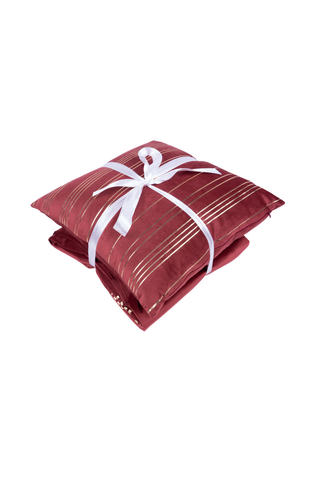 Decke & Kissen - rot-gold - 45x45 cm
