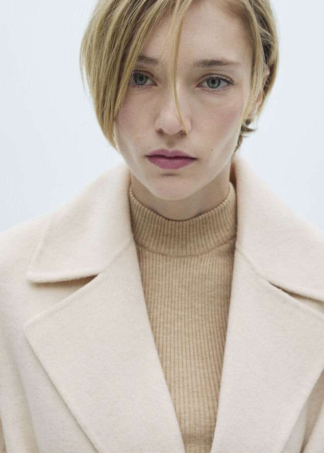 MANGO Belt handmade coat Light beige