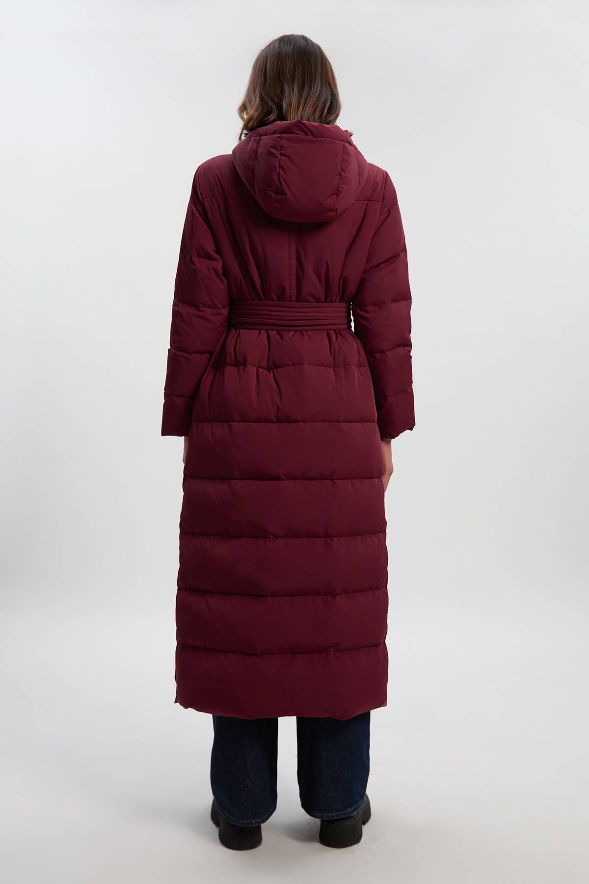 KarenMillen Manteau Maxi Ceinturé en Vrai Duvet