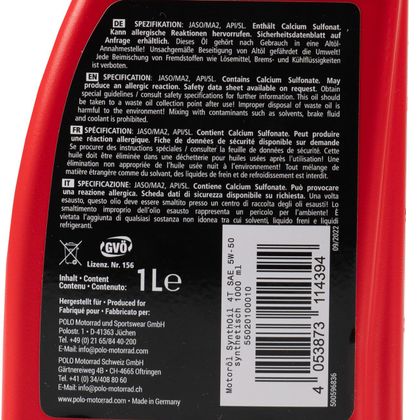 Huile moteur Racing Dynamic SYNTHOIL- 5W50 - 100% Synthétique 1 LITRE Universel