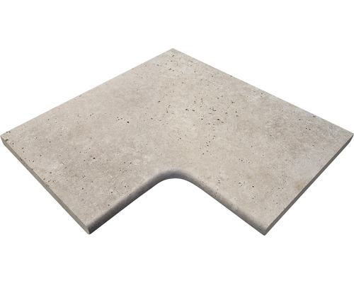 FLAIRSTONE Zwembadrand Roma hoekstuk 90° beige binnen afgerond 60x37 / 60x37 x 3 cm