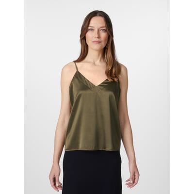 Damentop Seidensatin, Oliv