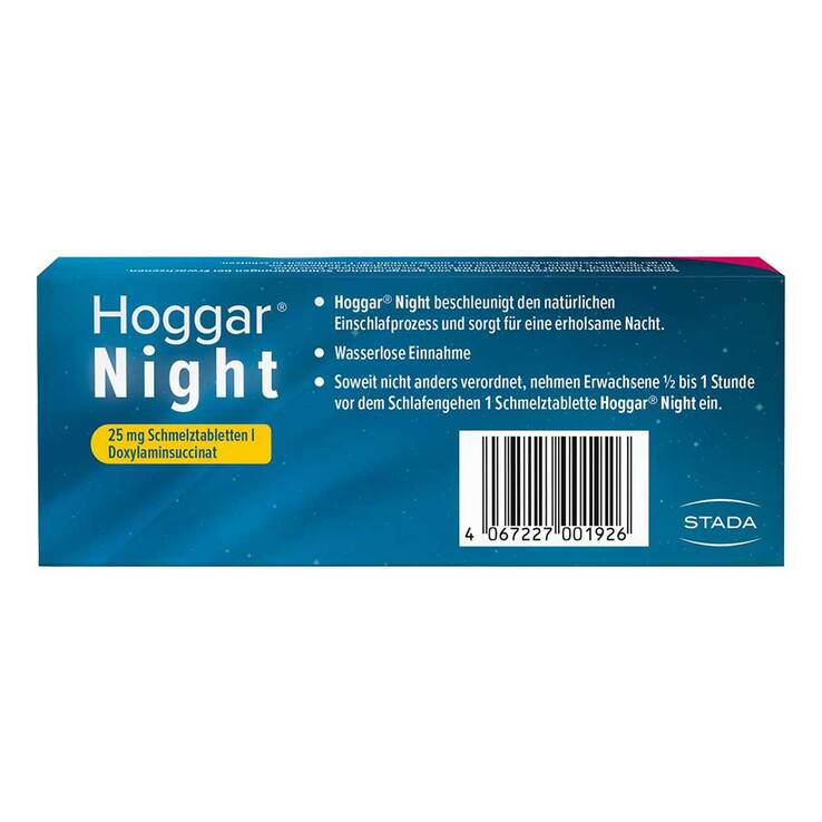 Hoggar Night 25 mg Doxylamin Schlaf-Schmelztabletten, 10 St
