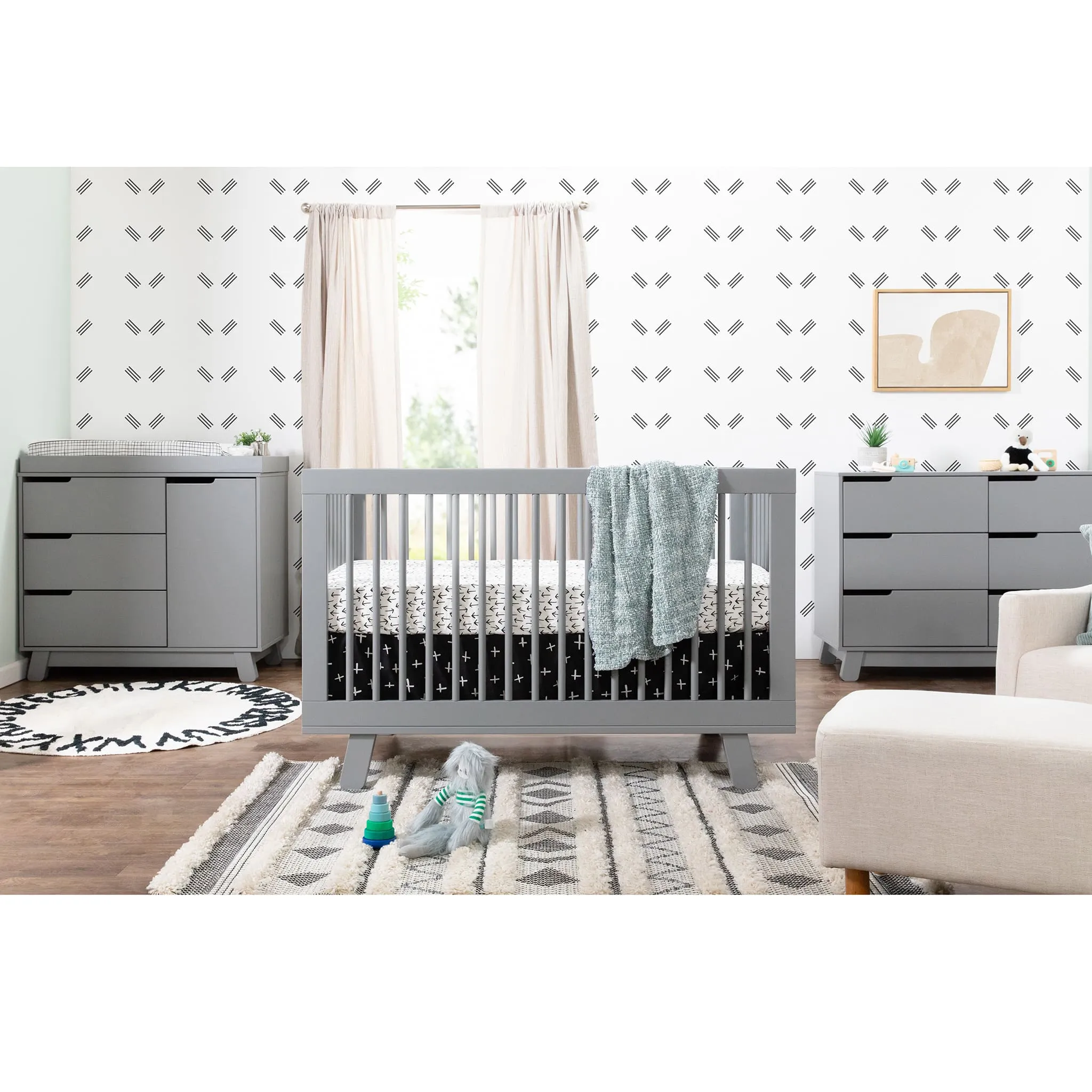 Babyletto Meuble à Langer à 3 Tiroirs Hudson avec Plateau Amovible - Gris