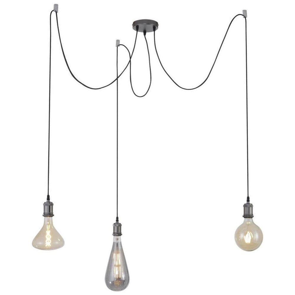 Zelfgemaakte hanglamp in grijs en zwart van staal, 3xE27, 60W