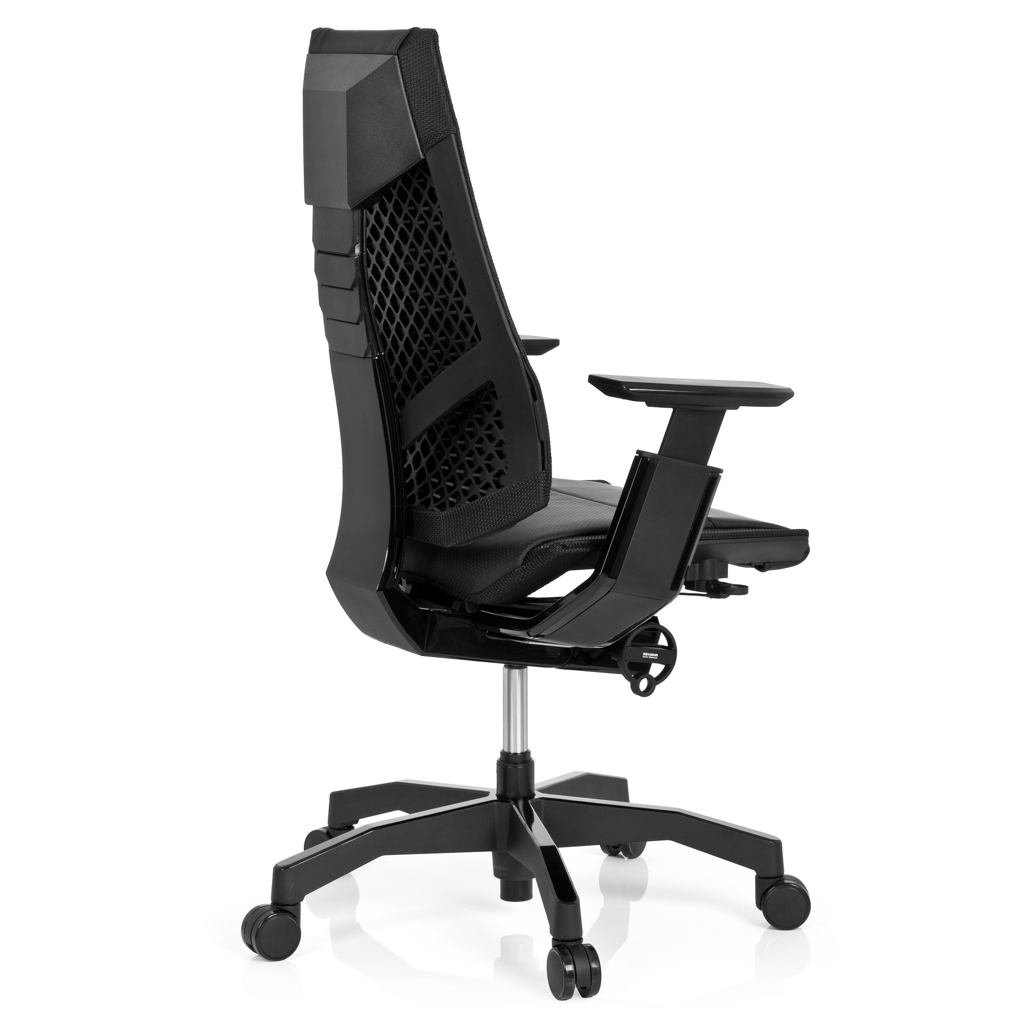 High End Bürostuhl GENIDIA BLACK Leder mit Armlehnen hjh OFFICE