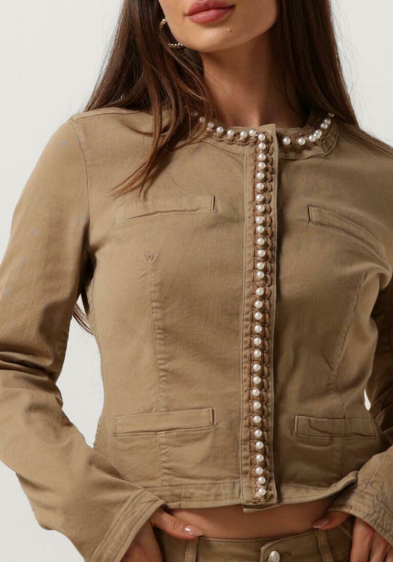 LIU JO beige liu jo jack drill stretch mix jacket