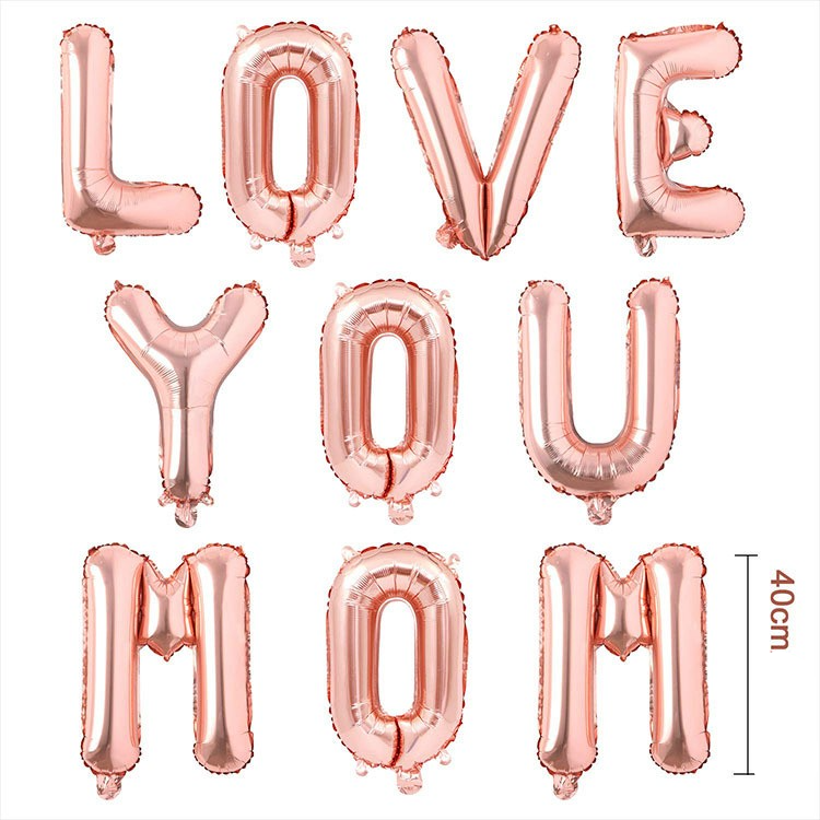 (42-tlg. Set) Deko Latex Ballons Muttertag Folien Luftballons mit Konfetti - Love You Mom / Roségold