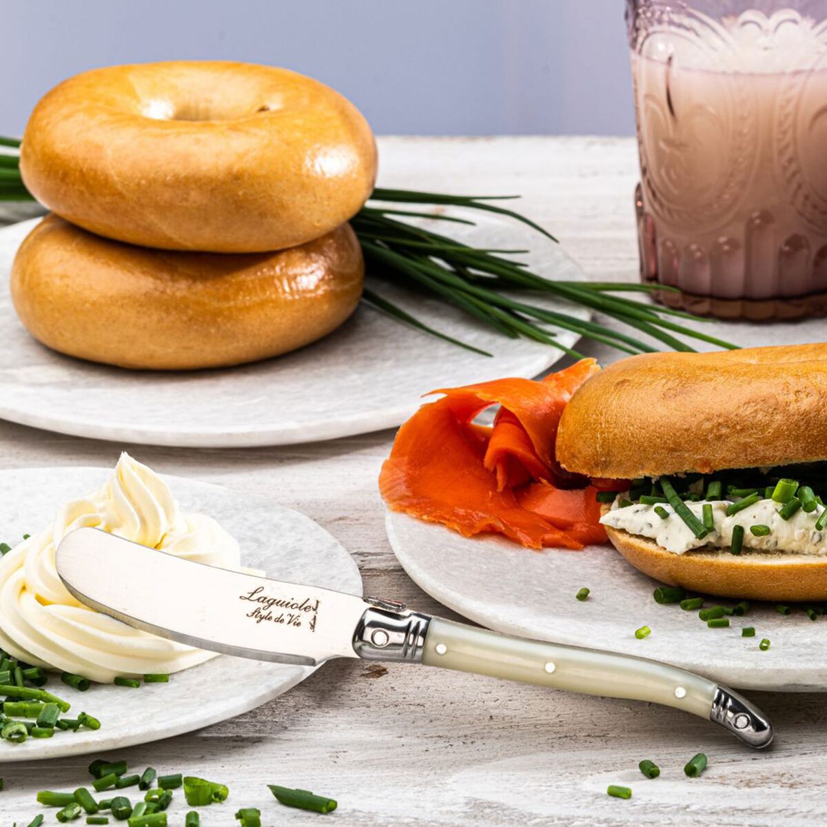 Laguiole Premium Line smørkniv 4-pakning, perle