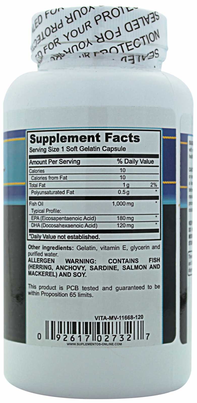 Vitalabs EPA/DHA Ômega-3 120 cápsulas.