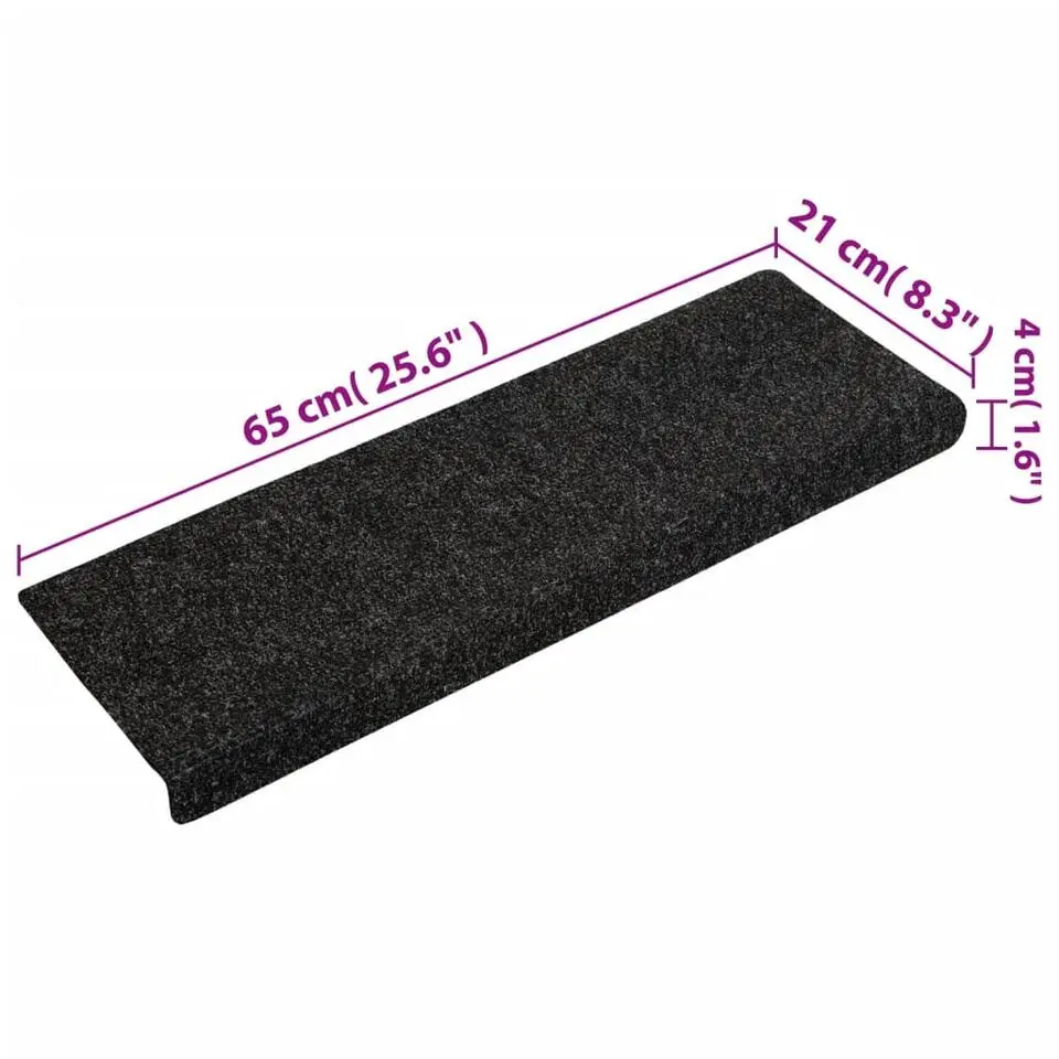 vidaXL - Tapijt Traptrede - Zwart - Polypropyleen - 15 stuks
